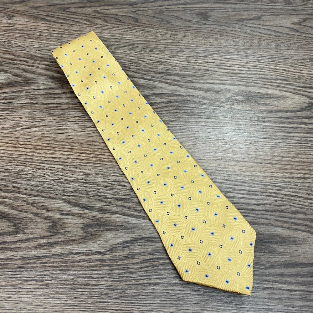 Burma Bibas NWT Gold w/ Blue Check Silk Tie